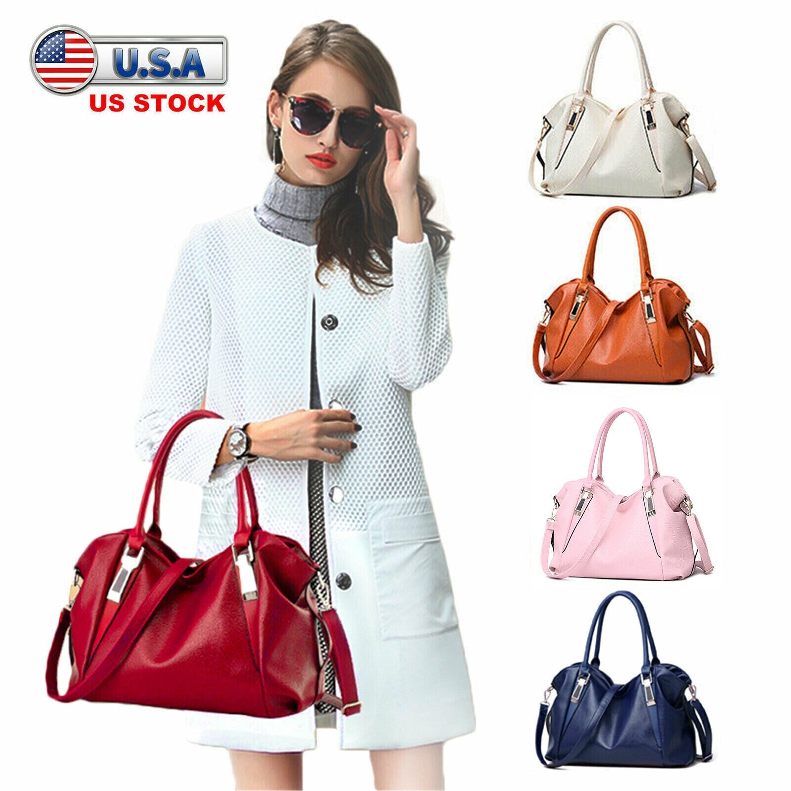 Women Handbag Soft Leather Shoulder Top Handle Crossbody Tote Messenger Satchel 24Hr Smart